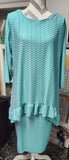 "Restocked" Camila Aqua/Teal   Honeycomb Knit Tunic with Ruffled Hem