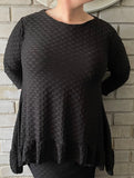 "Restocked" Camila Classy Black Honeycomb Knit Tunic with Ruffled Hem