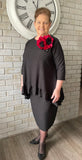 "Restocked" Camila Classy Black Honeycomb Knit Tunic with Ruffled Hem